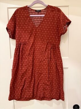 Madewell Rust Red Mini Dress with White Dot Print